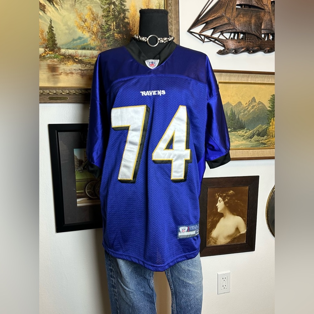 Reebok Michael Oher #74 Baltimore Ravens On-Field Purple Sewn NFL Jersey XXL